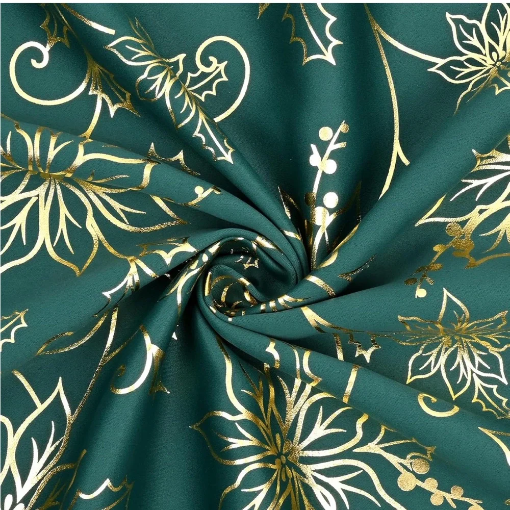 Christmas Curtains Silver Floral 52
